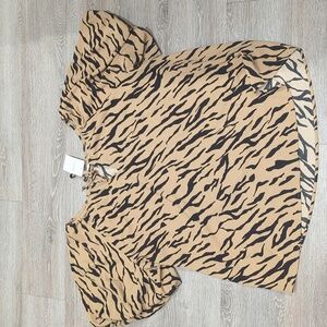 Entro Zebra Print Tunic in Tan and Black XL, NWT